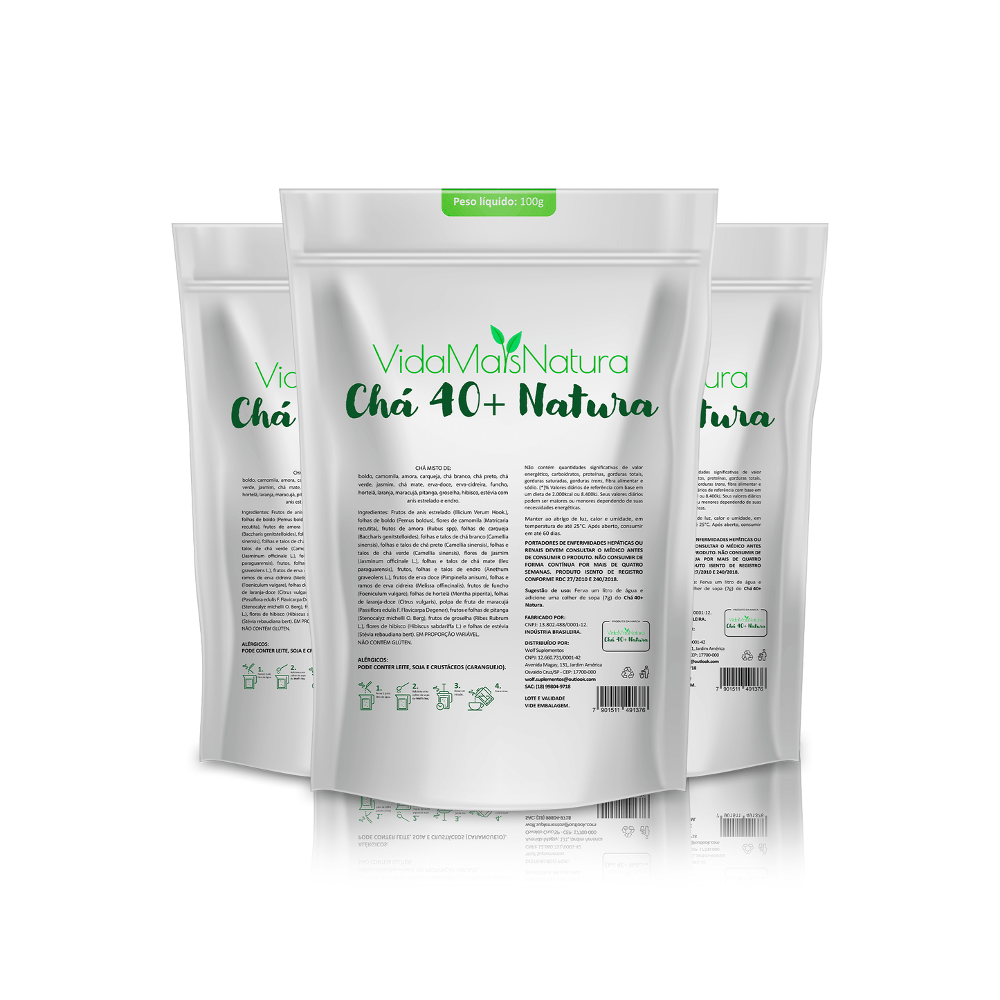 Chá 40+Natura - Detox Pague 2, Leve 3 (3 PACOTES) - Vida Mais Natura