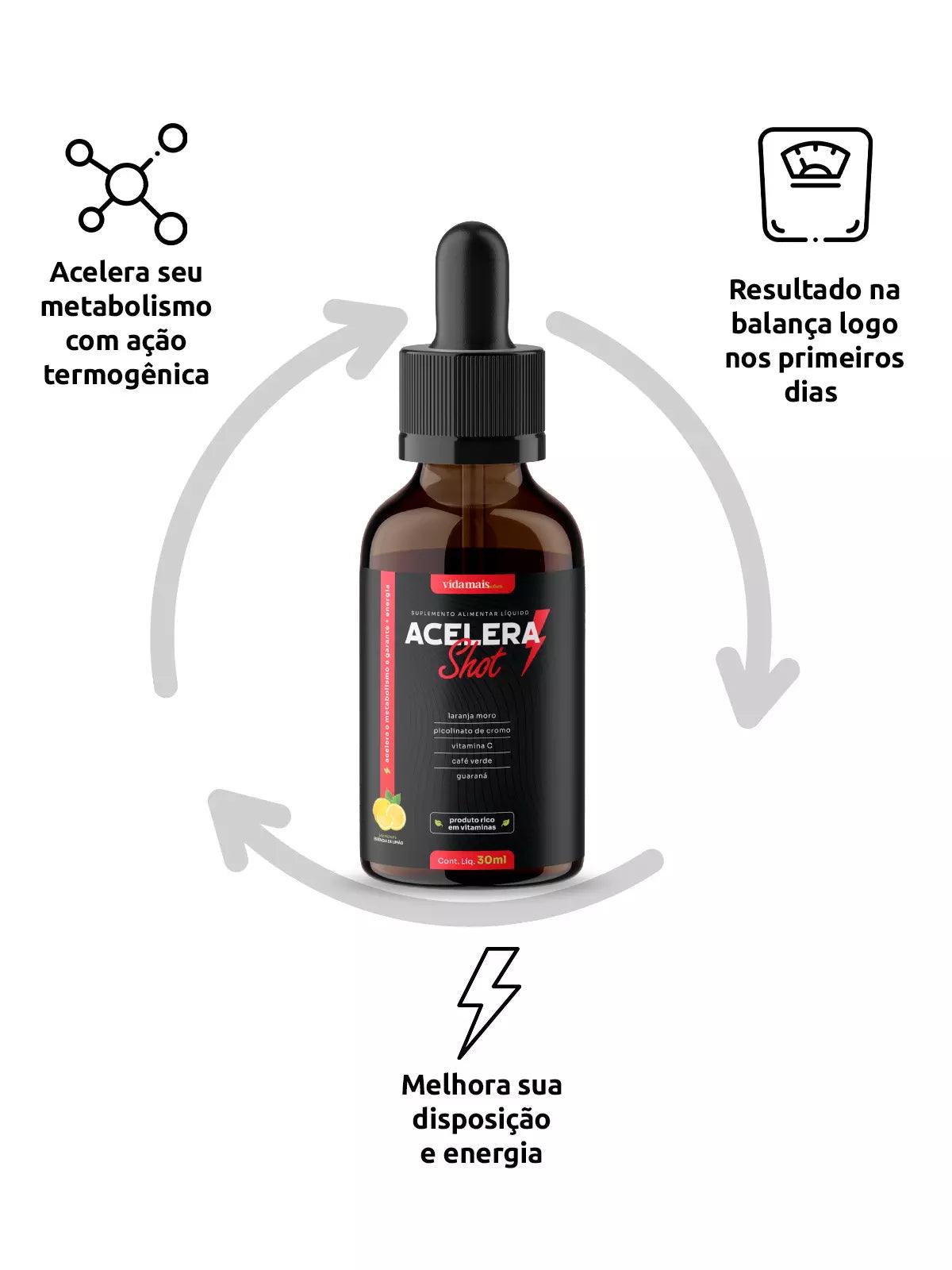 AceleraShot - Acelerador de Metabolismo Pague 2, Leve 3 (3 FRASCOS) - Vida Mais Natura