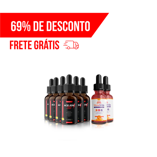 Combo Acelerador de Metabolismo + Alívio dos Sintomas da Menopausa (8 FRASCOS)