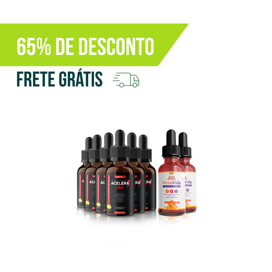 Combo Acelerador de Metabolismo + Alívio dos Sintomas da Menopausa (8 FRASCOS)