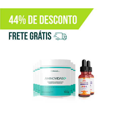 Combo Ganho de Massa Magra e Beleza + Alívio dos Sintomas da Menopausa (8 FRASCOS)